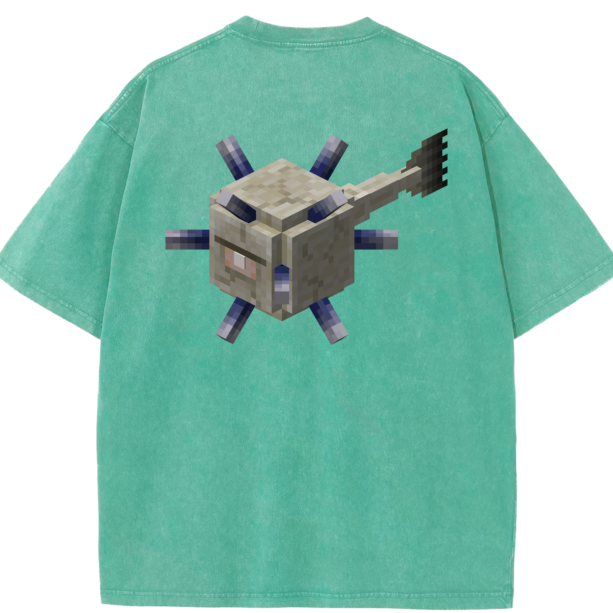（画像用） マインクラフト ブロックの世界 Minecraft MC Block world 綿100% ヴィンテージ風 半袖Tシャツ（背面プリント）